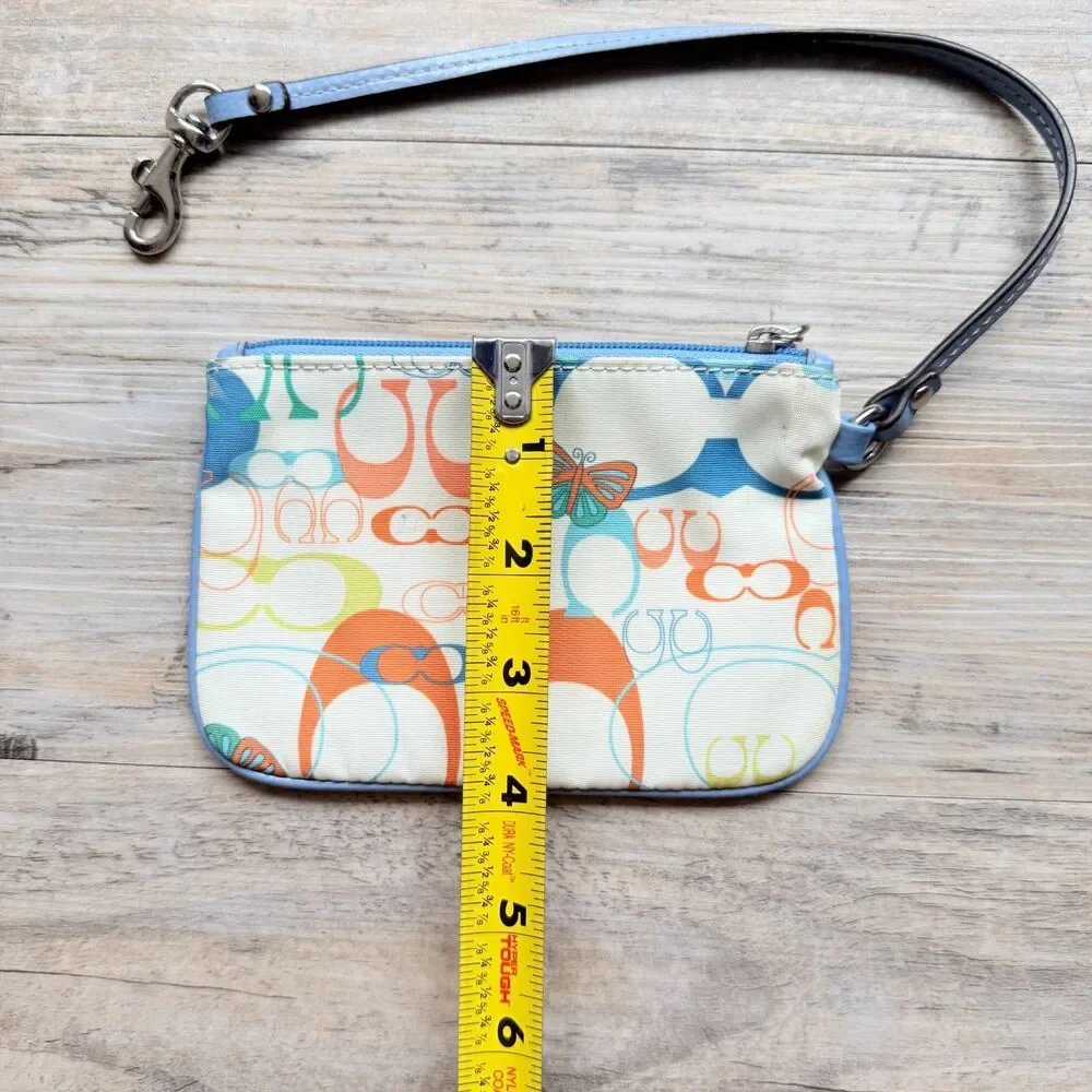 Vintage Coach Optic Butterfly Signature Wristlet Blue Multicolor Y2K Monogram